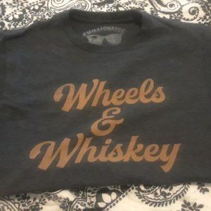 Chillionaire brand Wheels & Whiskey Unisex tee